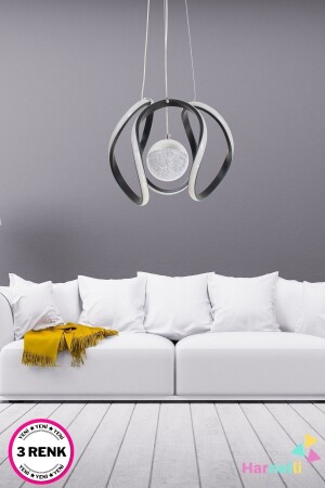 3 Colors Lightable Living Room Kitchen Bedroom Living Room Modern LED Chandelier BURÇ ŞEKER CAM - Harnelli