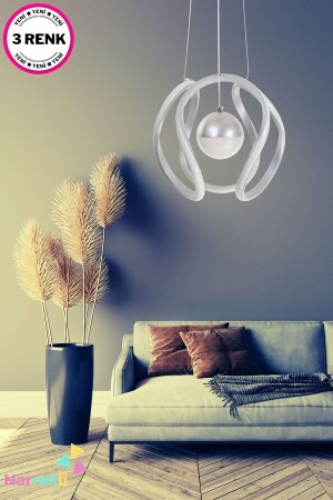 3 Colors Lightable Living Room Kitchen Bedroom Living Room Modern LED Chandelier BURÇ ŞEKER CAM - Harnelli