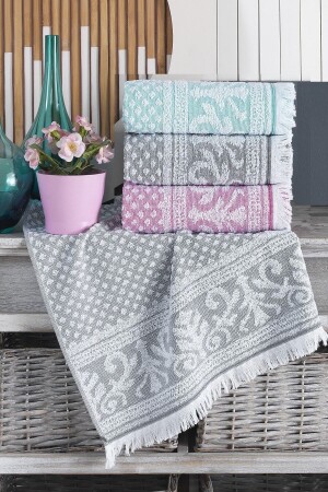 3 D Arma Jacquard Fransen 3-teiliges 50 x 90 cm Hand- und Gesichtshandtuch-Set 3752356 - Mariva home