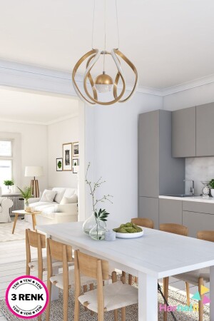 3 Farben beleuchtbar Wohnzimmer Küche Schlafzimmer Wohnzimmer Moderner LED-Kronleuchter BURÇ ŞEKER CAM - Harnelli