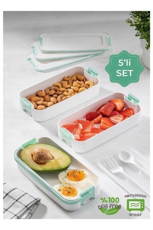 3 Layer Portable Food Container - Lunch Box Diet Nutrition Storage Container with Fork and Spoon KAT-KAT1 - KÜÇÜK EW