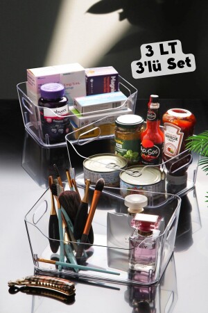 3 Lt Clear Refrigerator & Cabinet Organizer 3 Pieces 23x16x9-5 Cm - Nandy Home