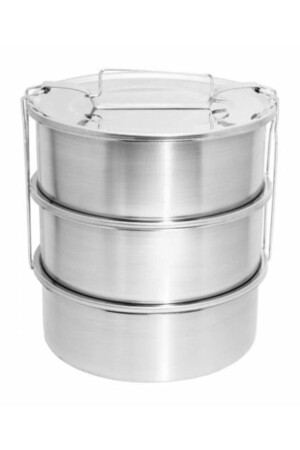 3 Lt Stainless Steel 3 Pack Lunch Box Food Carrying Container for 3-5 Persons 1000ml Heatable 3 Containers 17x22cm abn010722-3x1000sft - Genel Markalar