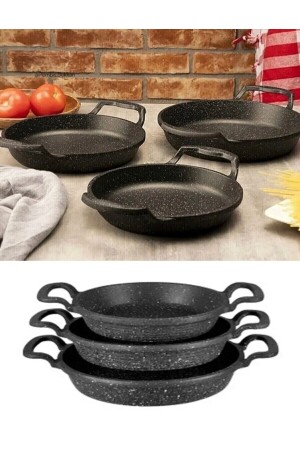 3-teiliges Pfannenset aus Gussgranit 16/18/20 cm - Linkahome