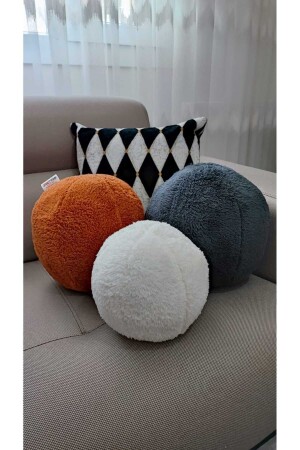 3-teiliges Dekokissen / Kissen 1 großes Anthrazit / Kissen 1 großes Fliesenmuster / 1 kleines Ecru (42 cm / 25 cm) - Oneplise