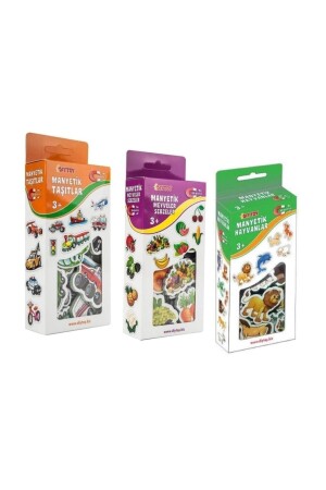 3 Magnetic Animals - Fruits Vegetables - Vehicles Magnet - Diytoy