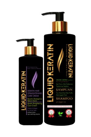 3 Months Hair Straightening Shampoo + Hair Straightening Cream - Double Brazilian Blow Dry Keratin Straightening Set - Liquid Keratin