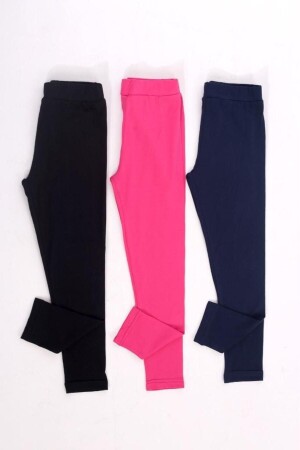 3 Pack Girls' Cotton Lycra Basic Long Tights - Genel Markalar