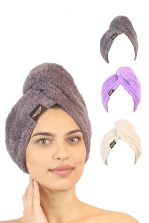 3 Pack Microfiber Hair Towel – 2 Button Hair Drying Cap – Head Towel Heriya-Towel-3Pcs - Heriya