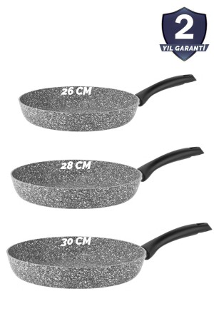 3 Parça Ultra Granit Tava Seti 26-28-30 Cm Gri 153.EVY.00899 - Taç