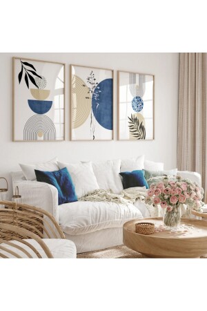 3-piece Abstract Painting with Wooden Frame - Woodhomeworks
