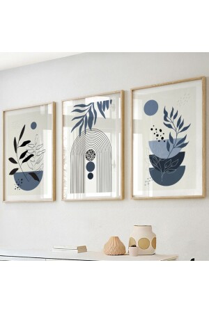 3-piece Abstract Painting with Wooden Frame - Woodhomeworks