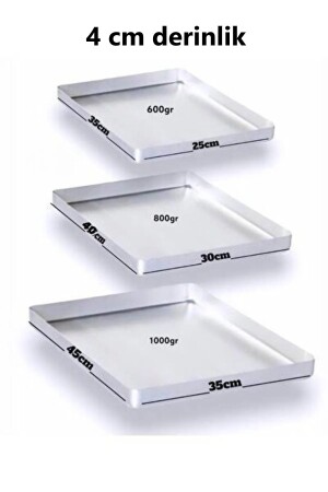 3-Piece Aluminum Baklava Pastry Oven Tray (25x35&30x40&35x45cm) 25x35 30x40 35x45 cm - Yıldız çelik
