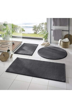 3-Piece Bathroom Rug Plush Hide Carpet Toilet Seat Set Anthracite 50x90--50x60---50x50(round) ALGOB85 - ALgorand Home