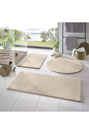3-Piece Bathroom Rug Plush Hide Carpet Toilet Seat Set Cream Beige 50x90--50x60---50x50(round) ALGOB85 - ALgorand Home