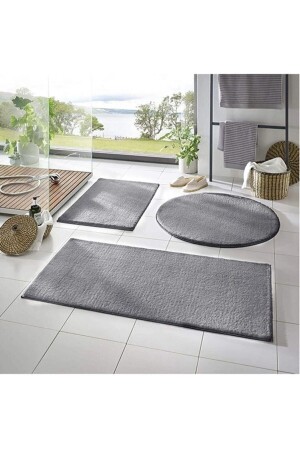 3-Piece Bathroom Rug Plush Hide Carpet Toilet Seat Set Dark Gray 50x90--50x60---50x50(round) ALGOB85 - ALgorand Home