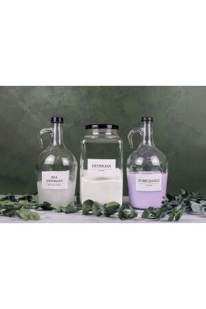 3-Piece Bathroom Set Liquid Detergent Softener Bottle 1.5 Lt Detergent Jar 3 Lt detergent76 - Karçiçeği Home