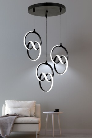 3-Piece Black Modern Pendant Lamp LED Chandelier White Light Living Room Kitchen Room LED Chandelier - Supply Home