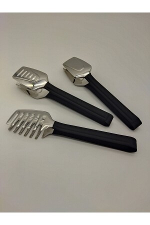 3 Piece Black Steel Tongs Set CMDWMS01 - Wessenburg