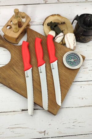3 Piece Bread Knife Set Serrated Blade Special Cut - Sürlaz