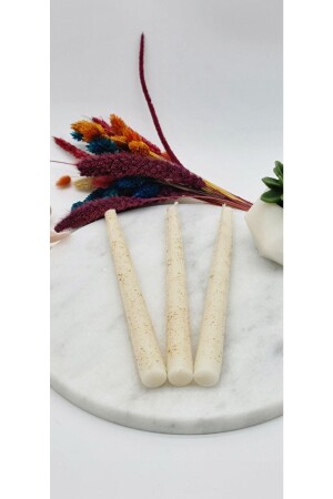 3 Piece Candlestick Cream Gold Gilded - Gizemli Home