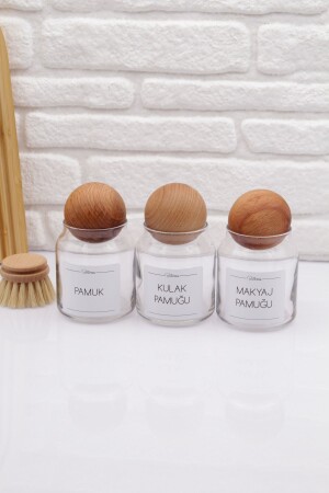 3-Piece Cotton Bud Makeup Cotton Jar with Ball Lid - Zezedesing