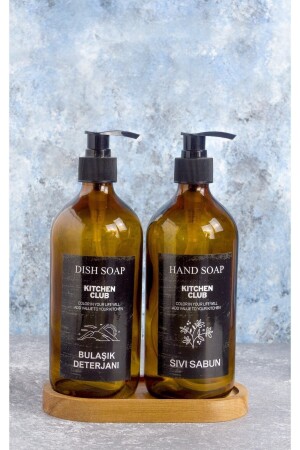 3-Piece Dishwashing Detergent and Liquid Soap Bottle Soap Dispenser Set with Stand 500ml Glass 500mlsmbr - BRE HOME