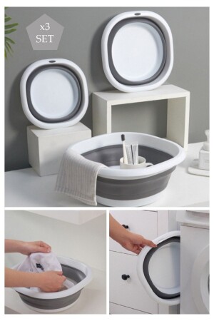 3-Piece Folding Basin Basin Accordion Foldable Basin Set 2.7 Lt - 5 Lt - 10 Lt LR-BDY SET - Lira