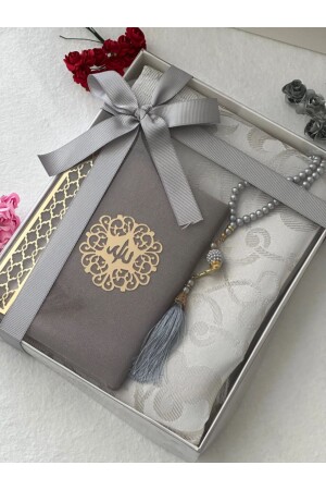 3 Piece Gift Prayer Rug Set Gray Color - Markapolin