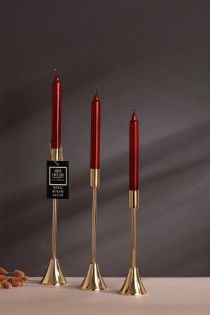 3 Piece Heeled Gold Candlestick Candle Holder Decorative Candle Holder Stand Home Decoration - Metal Bending Art