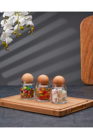 3-Piece Jar with Bamboo Ball Lid and Spice Set Snack Storage Container 01 - Demirhan Home