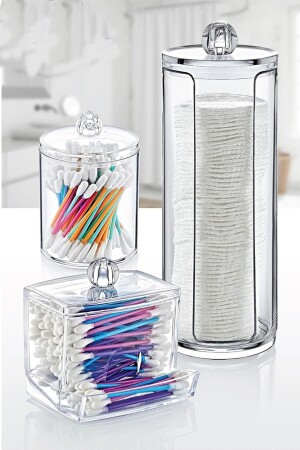 3 Piece Jewelry and Makeup Organizer Organizer Set with Cover Cotton Holder with Sticks Makeup Cleaning LGY-00102 - LaGabya
