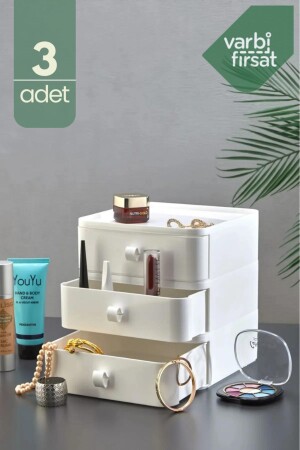 3-Piece Jewelry, Makeup and Cosmetics Organizer Drawer, Office Desk Organizer -white TYC00680218303 - Varbifırsat