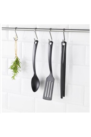 3 Piece Kitchen Utensils Set Spoon Spatula Tongs A Quality Polyamide Plastic Black 30cm - Ikea