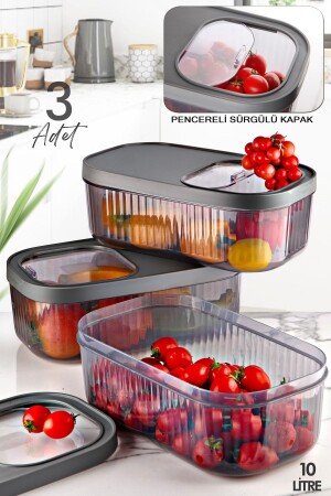 3-Piece Labeled 5 Liter Detergent Tablet Storage Striped Box - Sliding Lid Food Legumes Container MCH09246 - Kitchen Life