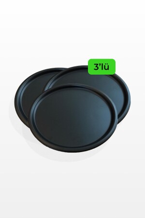 3-Piece Metal Black Round Tea, Coffee and Serving Tray MYT212-SET - Fiyakalı Ürünler Atölyesi
