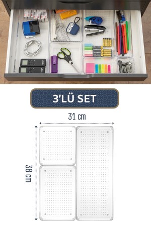3-Piece Modular Makeup Jewelry Organizer - Drawer Organizer - Desktop Organizer MCH-923 - Meleni Home