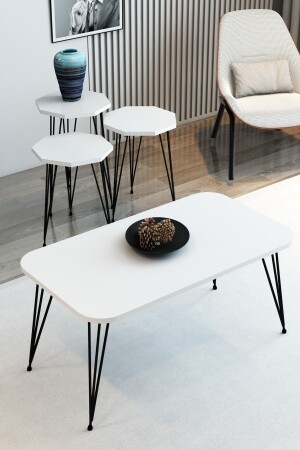 3-Piece Nesting Coffee Table and Coffee Table Set Octagonal Coffee Table Set Wire Leg Metal Coffee Table Set ZigonOrtac - Modalanka
