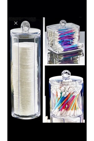 3-Piece Organizer Cotton Swab Cotton Makeup Cotton Set - Paris Dünyası