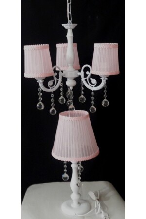 3 Piece Pink Stone Chandelier Lampshade Set Children's Room Bedroom Chandelier 1 Chandelier 1 Lampshade 4545454521 - TEKAY AYDINLATMA
