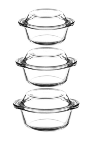 3-Piece Pyrex Round Pot with Lid 59023P - Paşabahçe