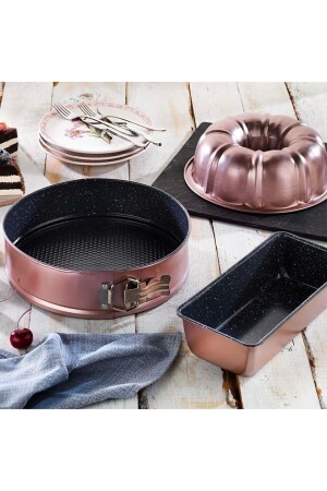 3 Piece Rosegold Cake Mold Set FRA5461 - FERHAT ATEŞ