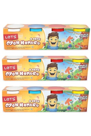 3 Piece Set 4 Large Size Play Dough 4 Colors 600gr PRA-4670269-0030 - Lets