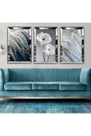 3 Piece Silver Plexiglass Edge Collage Drawing Table - Zevahir Mobilya Dekorasyon