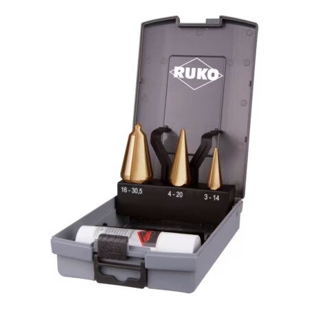 3-piece taper drill bit set RUKO TiN HSS - Ruko