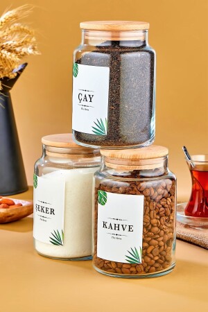 3-Piece Tea & Sugar & Coffee Jar with Wooden Lid 800 Ml Vacuum Storage Container FBZ-93-9SO2 - FBZhome
