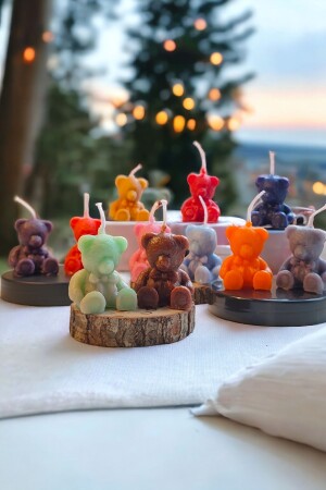 3-Piece Teddy Bear Decorative Candle Set - Tropical Fruit Scented - Multiple Color Options - New Product Mini Trinket Candle - Sier Concept