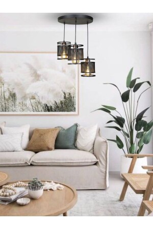 3 Piece Tray Black Modern Gold Pendant Lamp Chandelier-living room Chandelier-young Room-kitchen-entrance-industrial ring3 - avizade