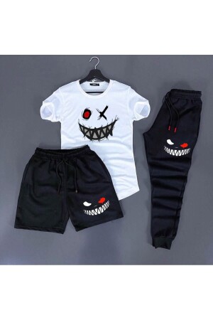 3-Piece Unisex Combination Smile Printed T-shirt- Shorts and Tracksuit Combination - Hunors Sportswear & Company