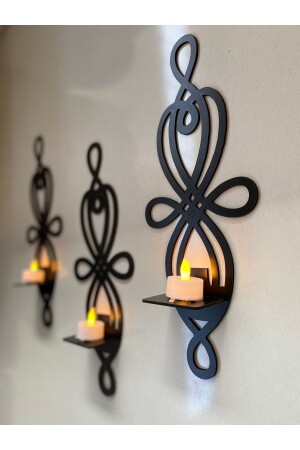 3-Piece Wooden Wall Candle Holder Sconce Wall Ornament Candle Holder - Evdeucuz